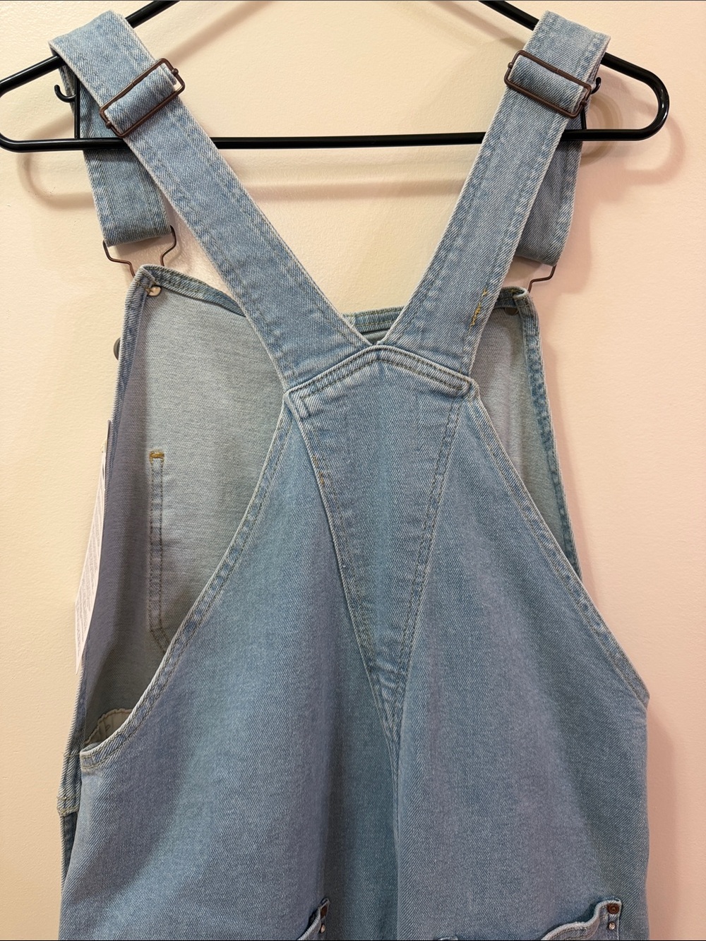 Fracomina Light Wash Distressed Denim Overalls with Heavy Rip & Rhinestones - Picture 13 of 14